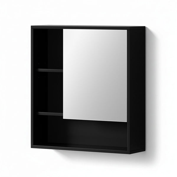 Cefito Bathroom Mirror Cabinet Mirrored Medicine Adjustable Shelf Wall Mounted 560mm Black