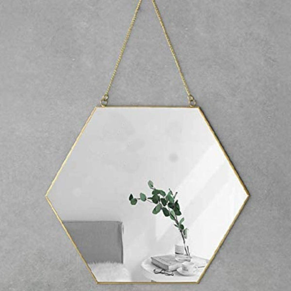 Hexagon Hanging Wall Mirror Gold