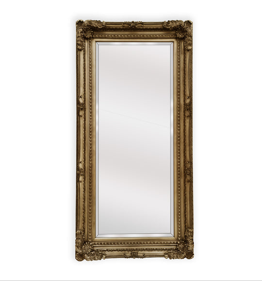 LUX French Provincial Ornate Mirror - Antique Champagne 90x180cm