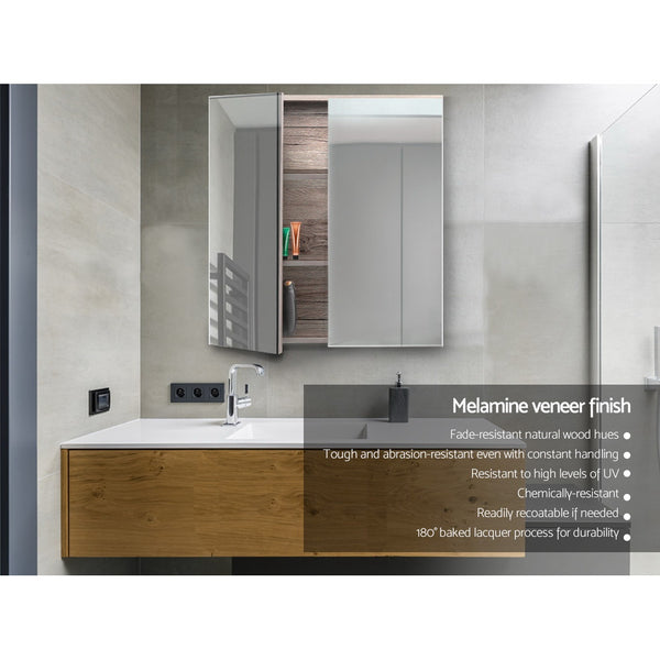 Cefito Bathroom Mirrored Medicine Cabinet 600x720mm Oak