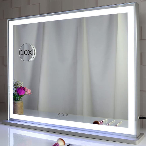 Hollywood LED Lighted Makeup Mirror with Smart Touch Control and 3 Colours Dimmable Light (72 x 56 cm)