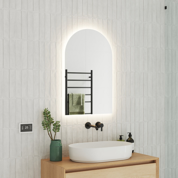 Backlit Arch Shape Mirror with Cool Light 500x800x45mm 47Watts - Includes Mirror Demister