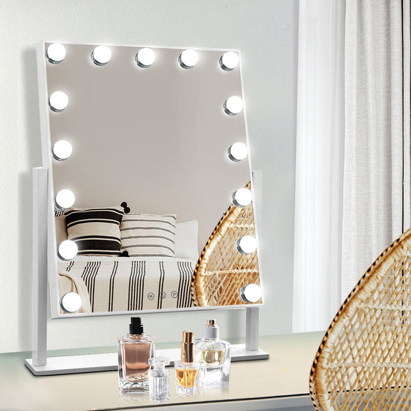 Embellir Makeup Mirror 40X50cm Hollywood with Light Round 360 degree Rotation 15 LED