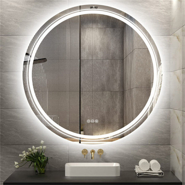 60cm LED Bathroom Mirror Anti-fog Circle Backlit HD
