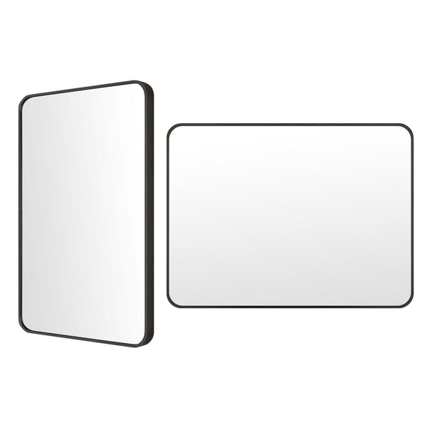 2 Set Wall Mirror Rectangular Aluminum Frame Bathroom 60x80cm BLACK