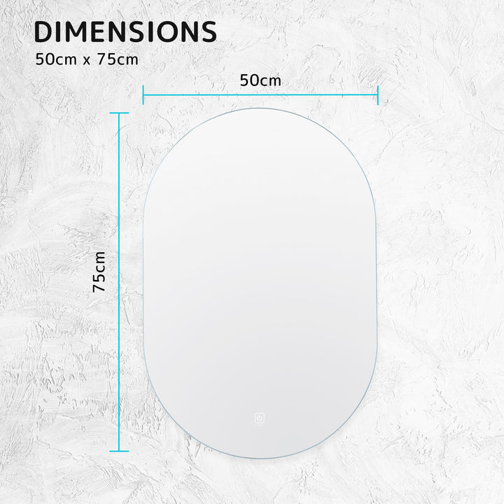 Oval Anti-Fog Bathroom 50x75cm