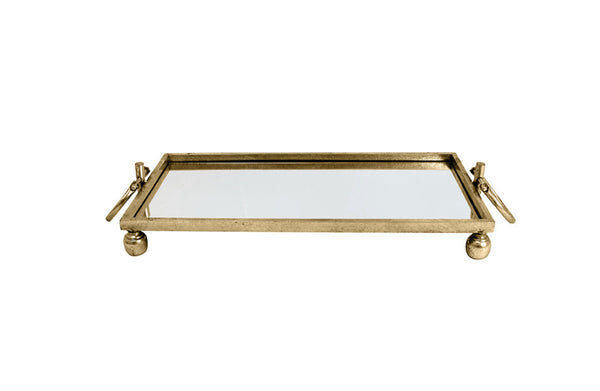 Eliza Mirror Tray with Handles - Medium - Gold