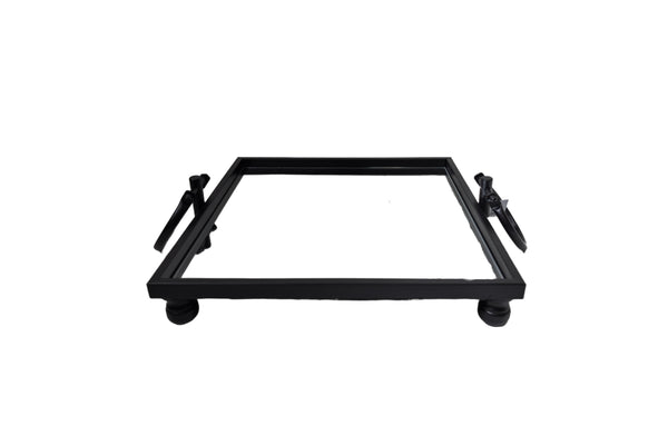 Eliza Mirror Tray with Handles - Square - Black