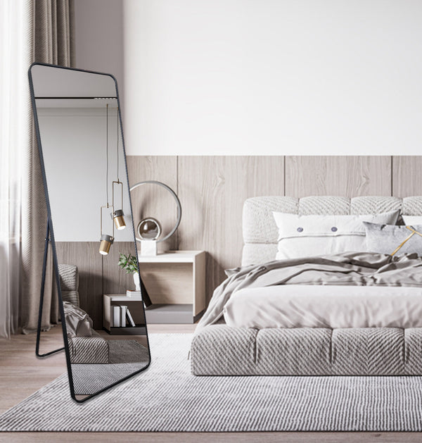 Metal Rectangle Black Free Standing Mirror - 50cm x 170cm