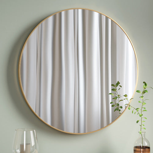 Round Metal Mirror 100cm - Gold