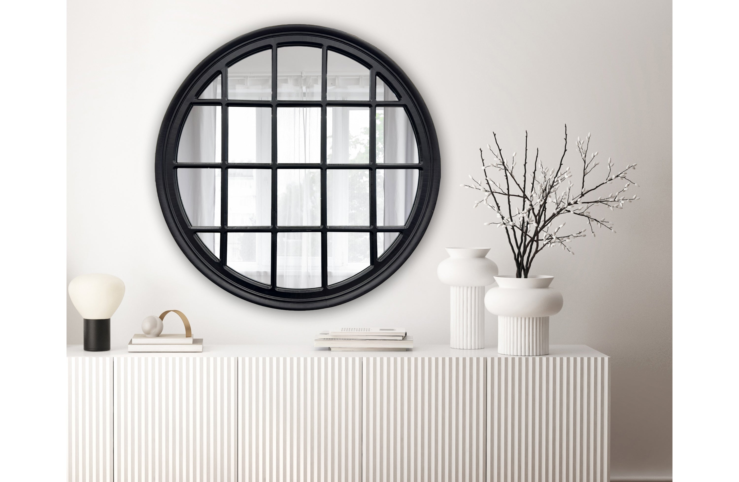 Open Window Style Mirrors Buy Window Style Mirror - Black Circle 100cm Online in Australia ...