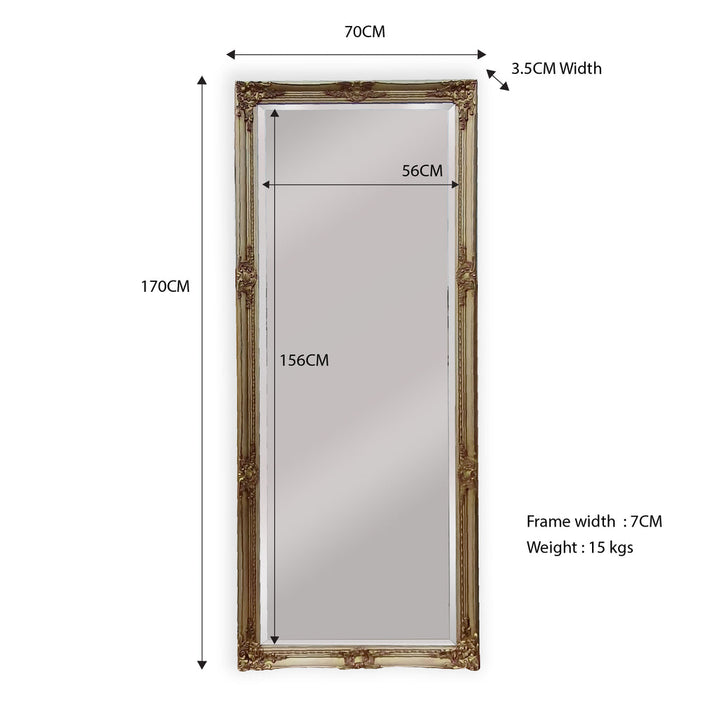 Dimantion of Portrate Mirror with Antique Design