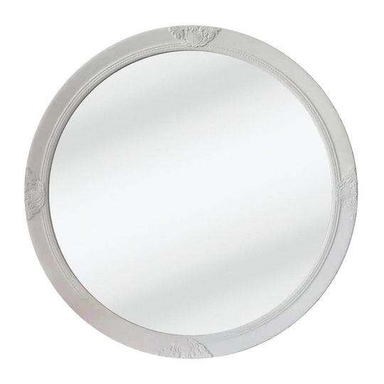 French Provincial Ornate Round Mirror - White