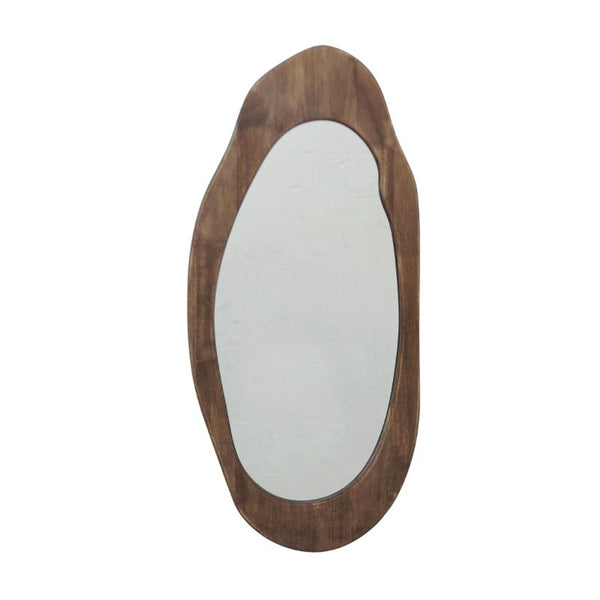 Mid Century Asymmetric Wood Framed Wall Mirror 32x70cm